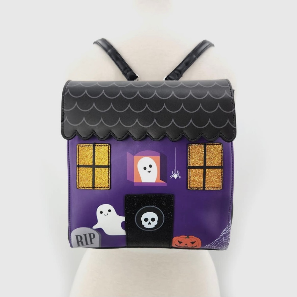 Spooky House Mini Backpack Haunted House Halloween Scary Purse Bag